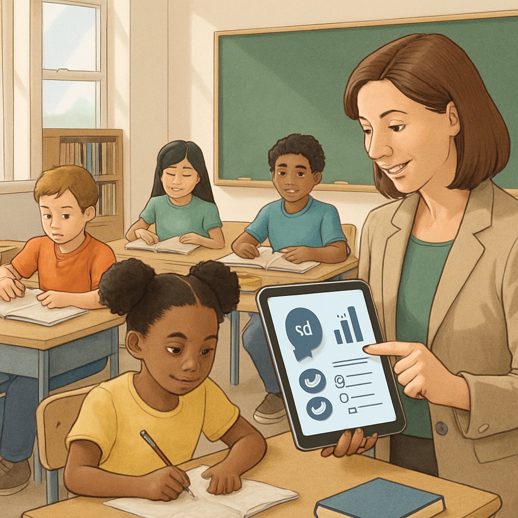 AI tools assisting a teacher in personalizing student learning experiences.