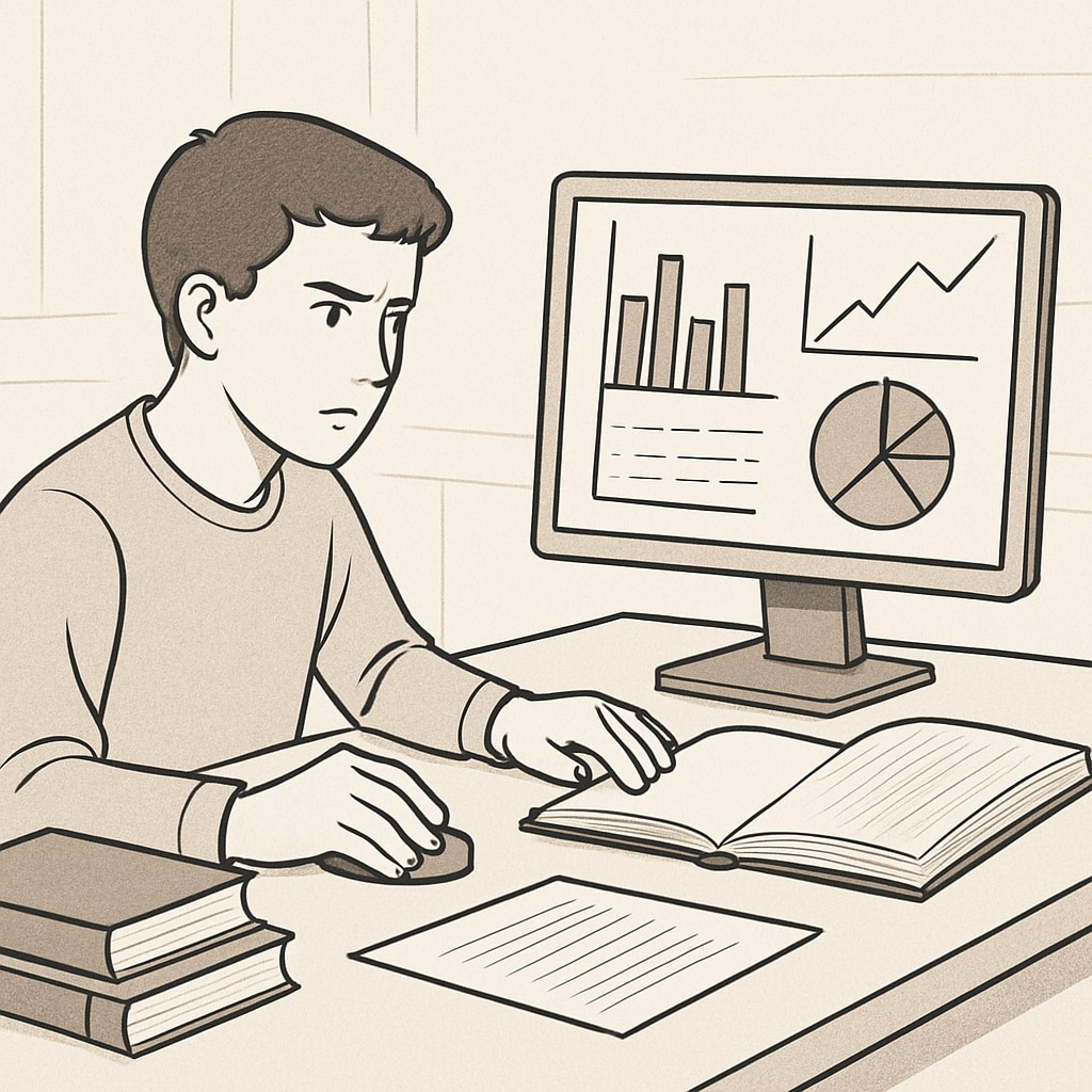 A student analyzing data, illustrating how education fosters critical thinking skills.