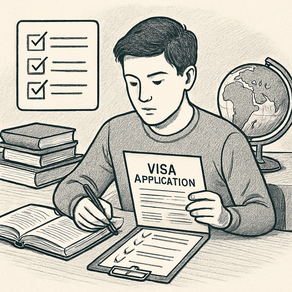 Student reviewing visa application, representing the impact of differing education systems.