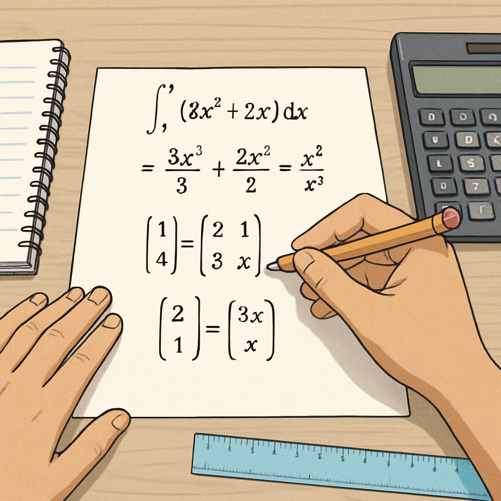 Mathematical problem-solving involving Calculus and Linear Algebra concepts.
