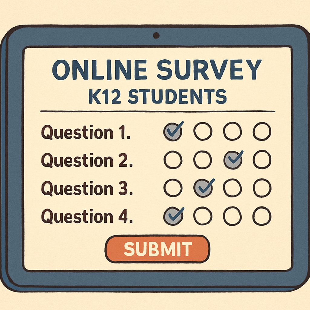 Online survey interface for K12 students on a tablet