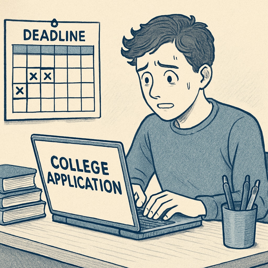 A student submitting a college application, highlighting the risks of dishonesty.