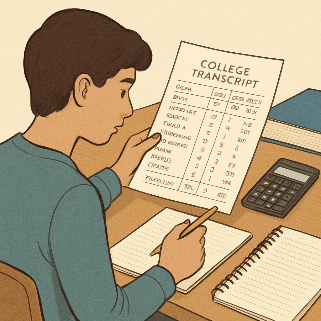 College transcript review for credit transfer in bachelor's degree completion.