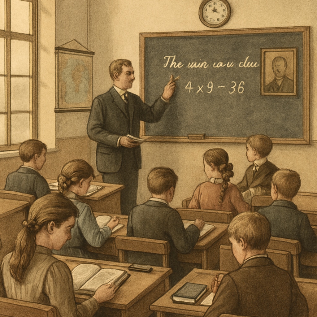Early 1900s classroom showcasing classical education methods.