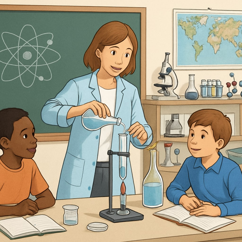 Gaza teacher conducting a science experiment to inspire students in learning.