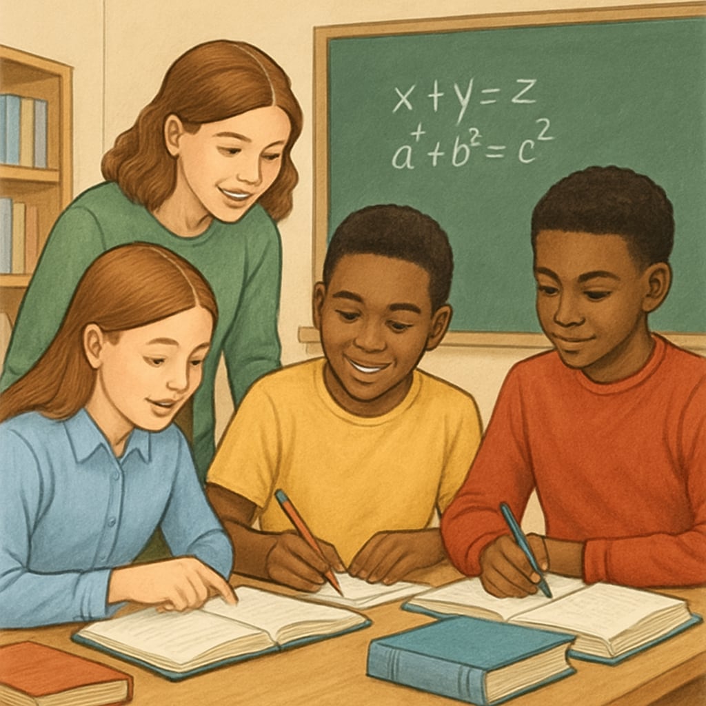 Gifted students working together in a classroom, symbolizing Duke TIP’s community.