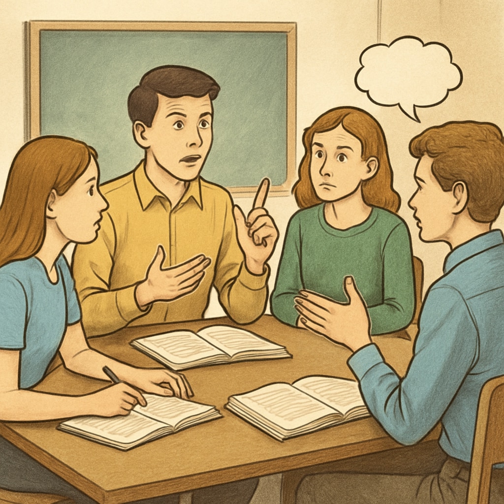Students debating in a classroom to develop critical-thinking skills.