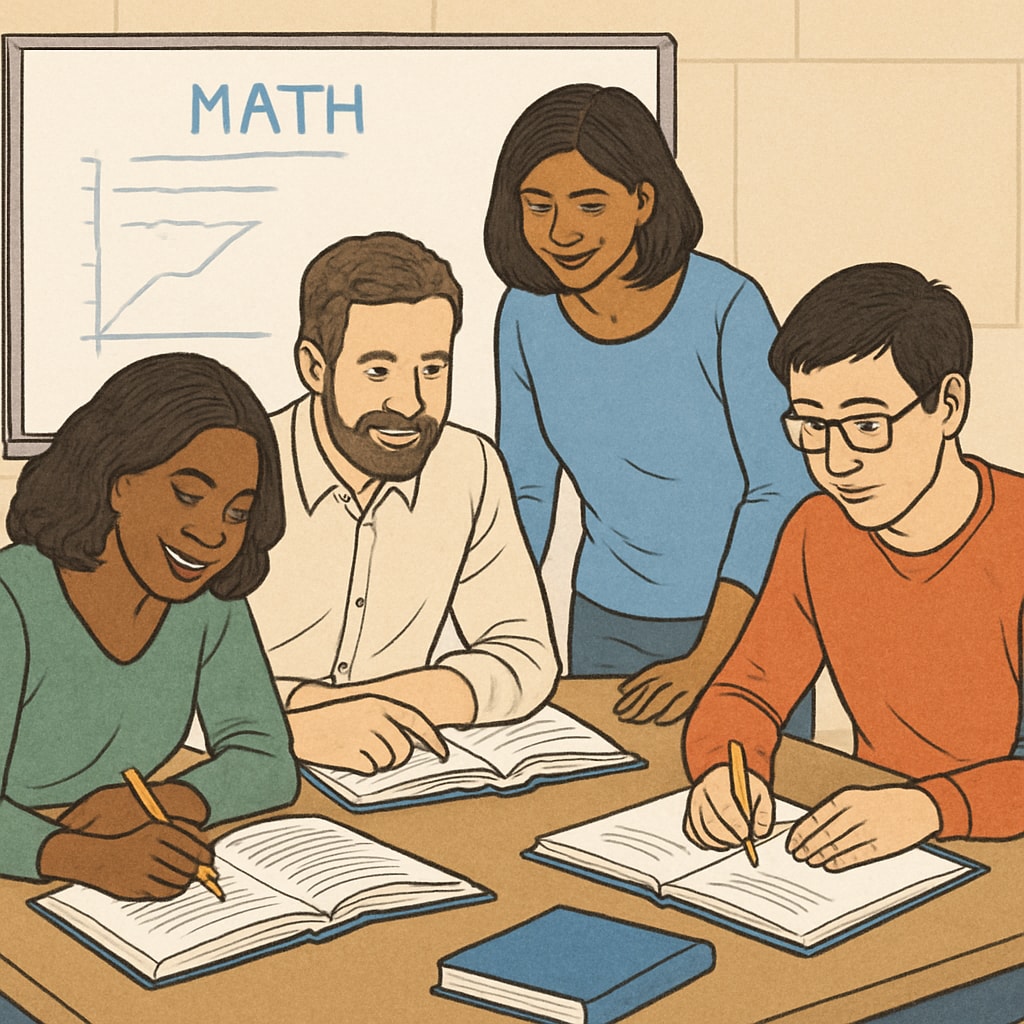 A diverse group of adult students studying together in a classroom environment. Adult students collaborating on coursework, highlighting degree completion strategies.