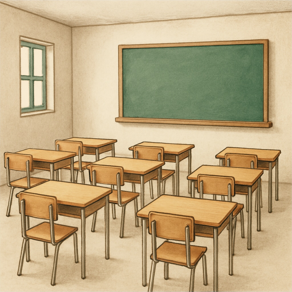 Temporary classroom setup impacting primary school students’ learning opportunities.