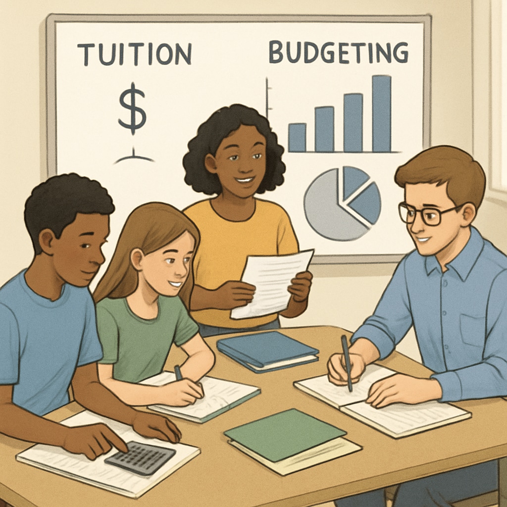 Students learning financial literacy to better handle tuition and other college expenses.