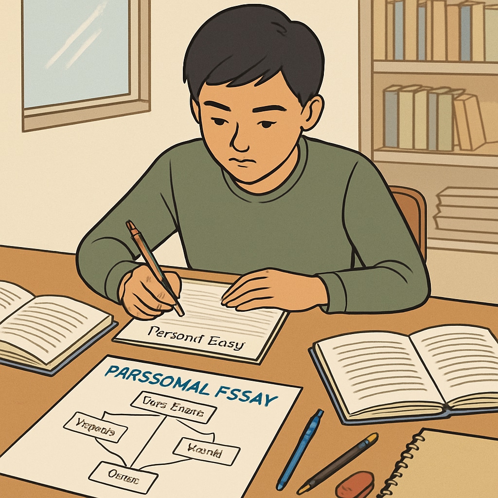 A student writing an essay to strengthen their Harvard application.