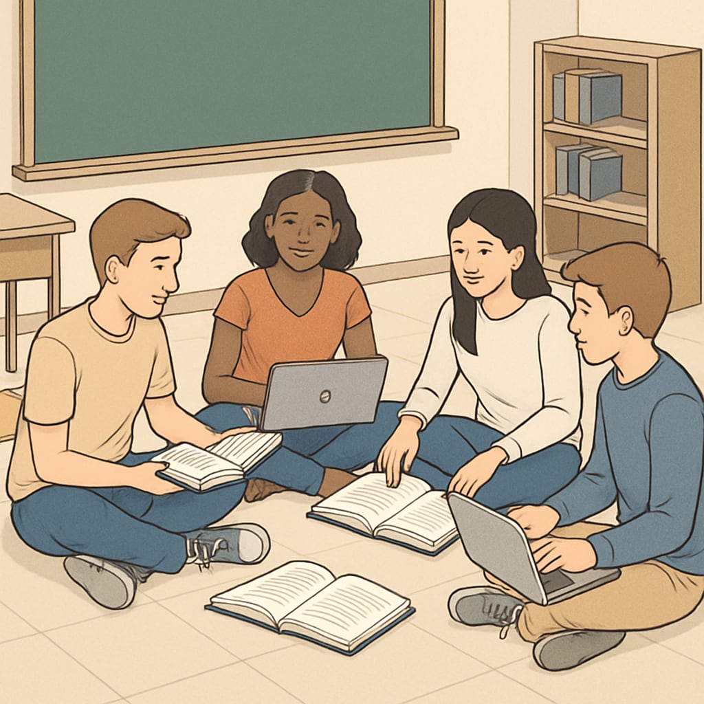 Students collaborating in a study group setup inspired by Houston University.