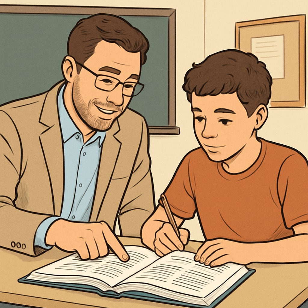 A tutor assisting a student, representing pathways to overcome academic interruptions in the UK.