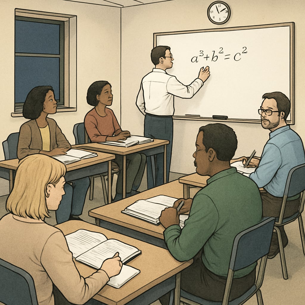 Students in a classroom setting working toward academic advancement.