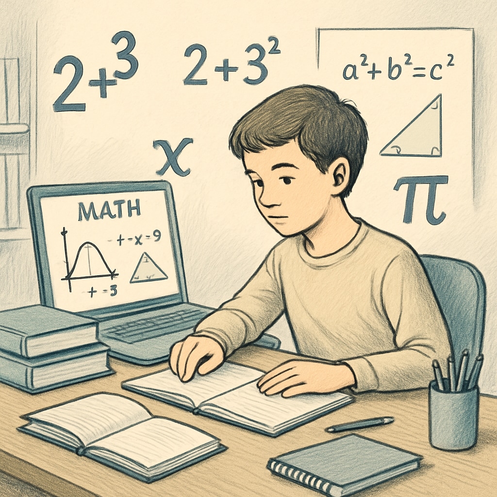 A young person studying mathematics at home using an online platform, symbolizing independent learning recovery. Student learning mathematics online, representing flexible education pathways.
