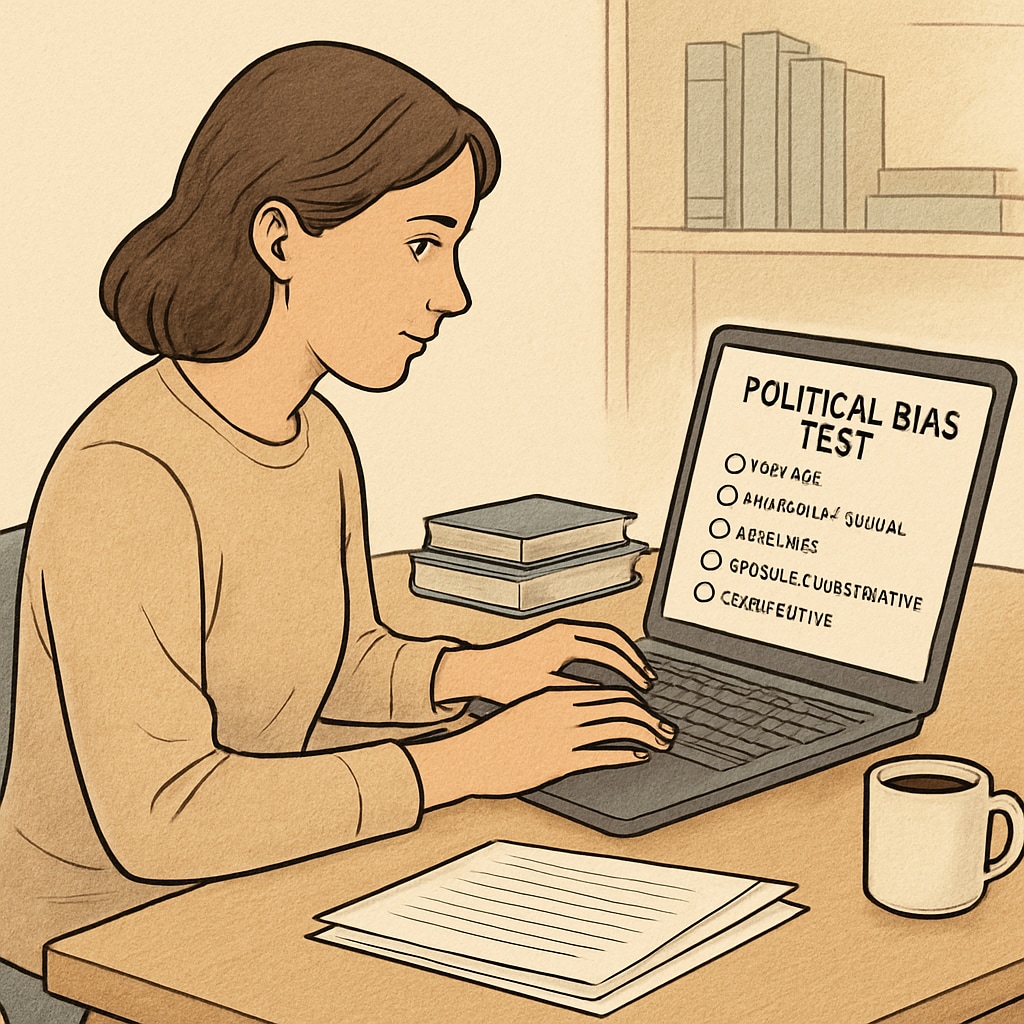 Teacher candidate completing an online political bias test for recruitment.