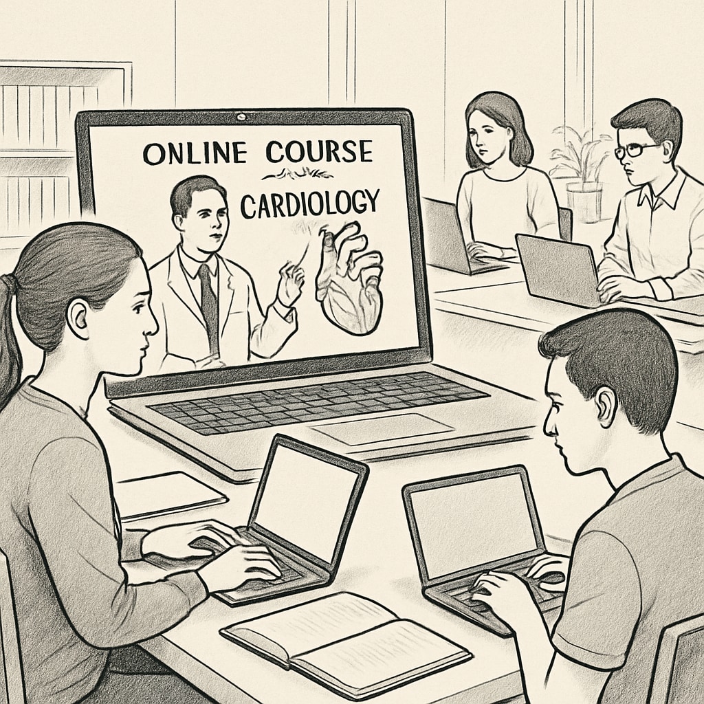 Students participating in an online cardiology course.