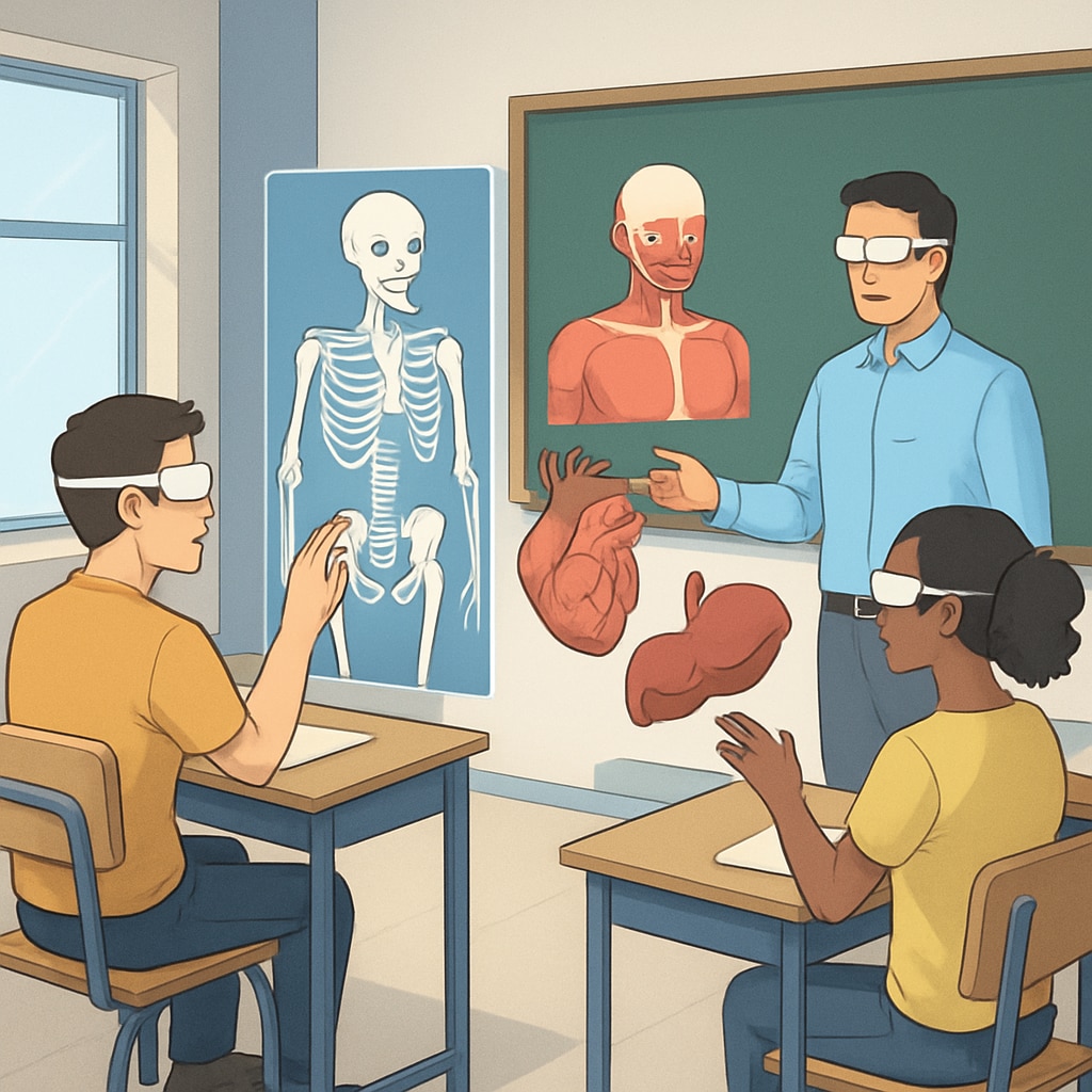Students using augmented reality tools to learn anatomy concepts