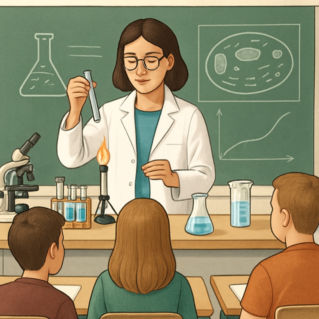 Biology experiment demonstration in a classroom for education master's exploration.