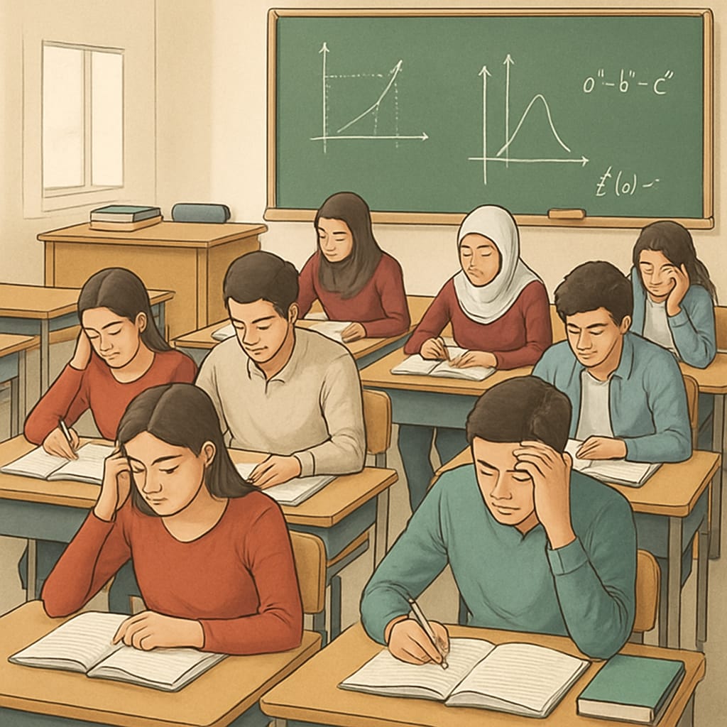 Turkish students preparing for centralized exams, symbolizing exam pressure in Turkey.