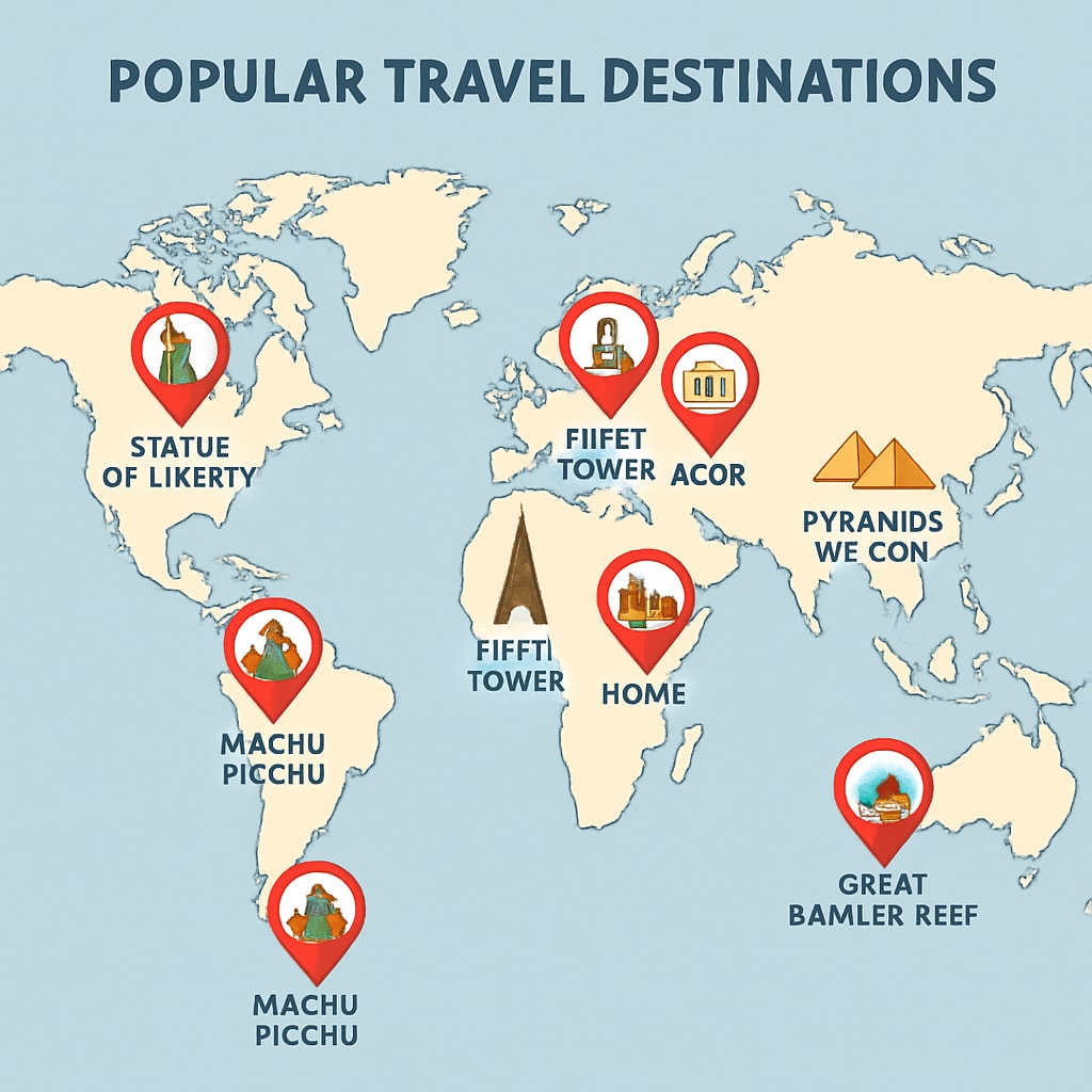 Map highlighting destinations promoted in short videos for K12 students' travel preferences.