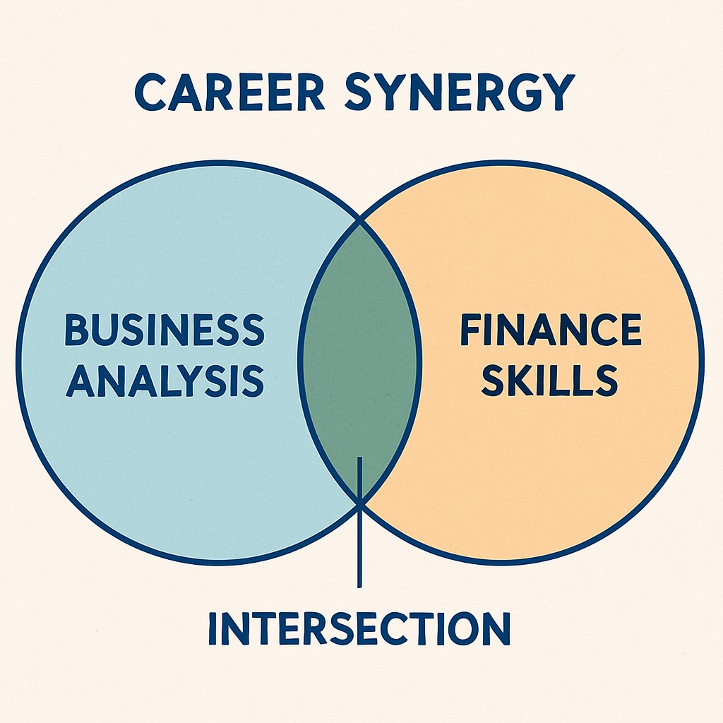 Business analysis and finance skills graph showcasing career synergy.