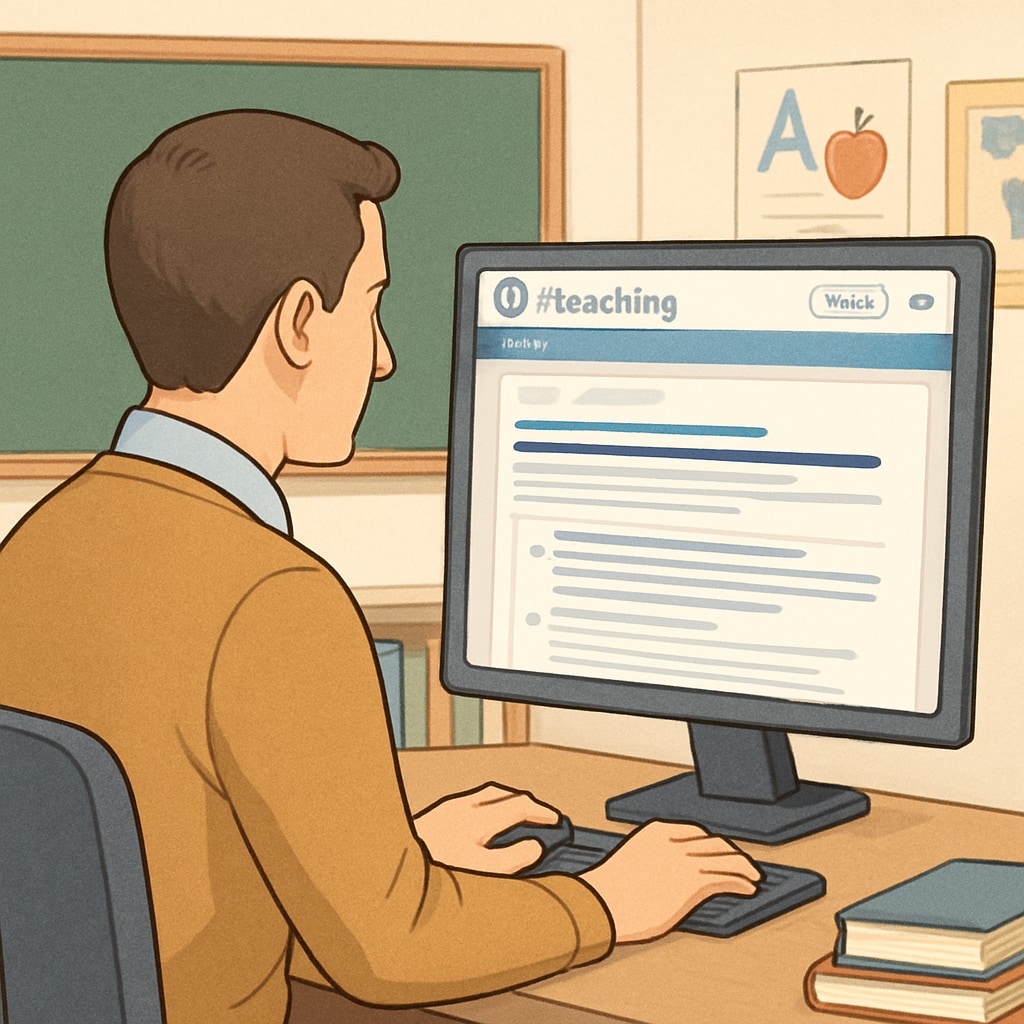 Teacher exploring the r/teaching subreddit with an engaging discussion thread.
