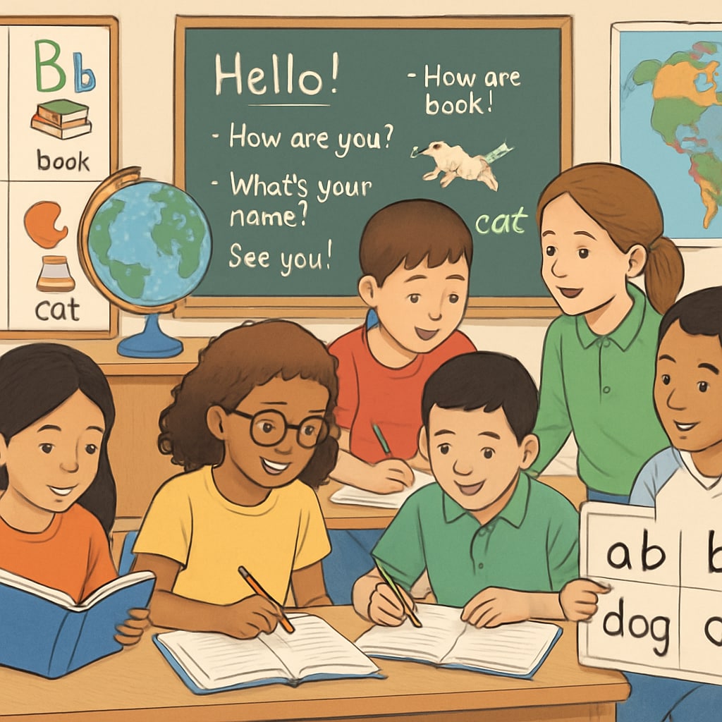Students in a K12 classroom learning Spanish to prepare for study abroad in Spain.