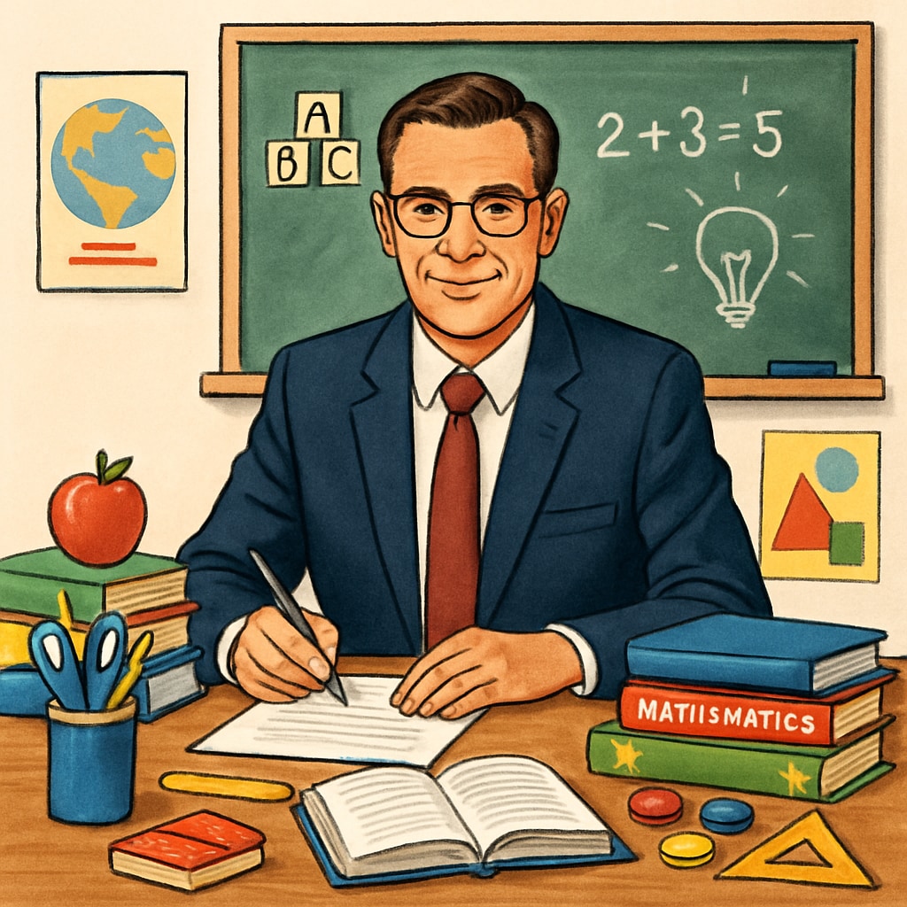 School administrator in an education setting, managing tasks.