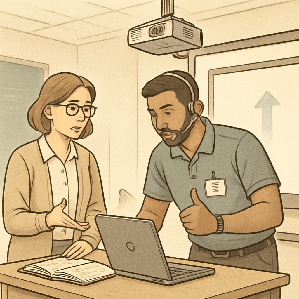 IT support staff helping maintain technology in schools.