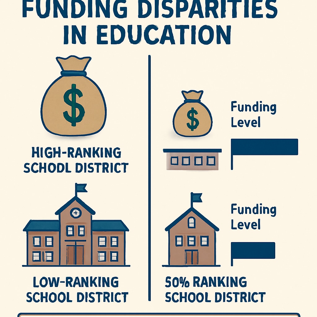 Chart comparing funding levels of high-ranking vs. low-ranking school districts in the U.S.