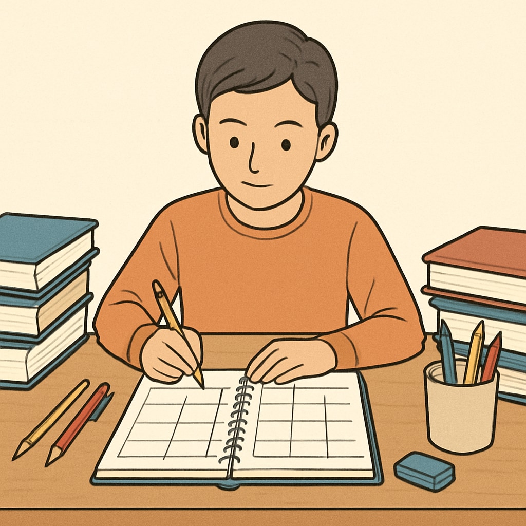 A student sitting at a desk surrounded by textbooks, appearing focused while planning their study schedule. A student planning their study schedule to manage academic backlogs and exam preparation.