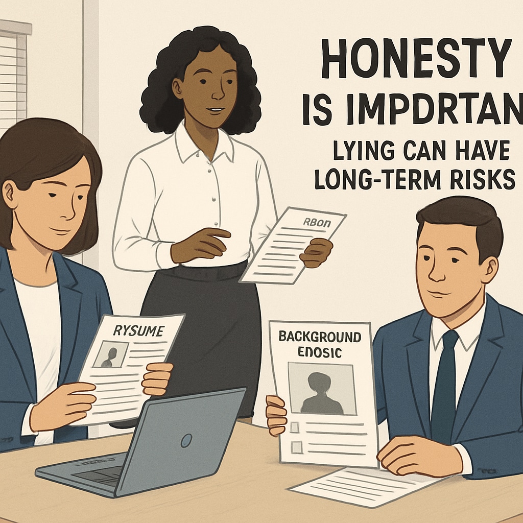 Workplace scenario highlighting background checks and the importance of integrity.