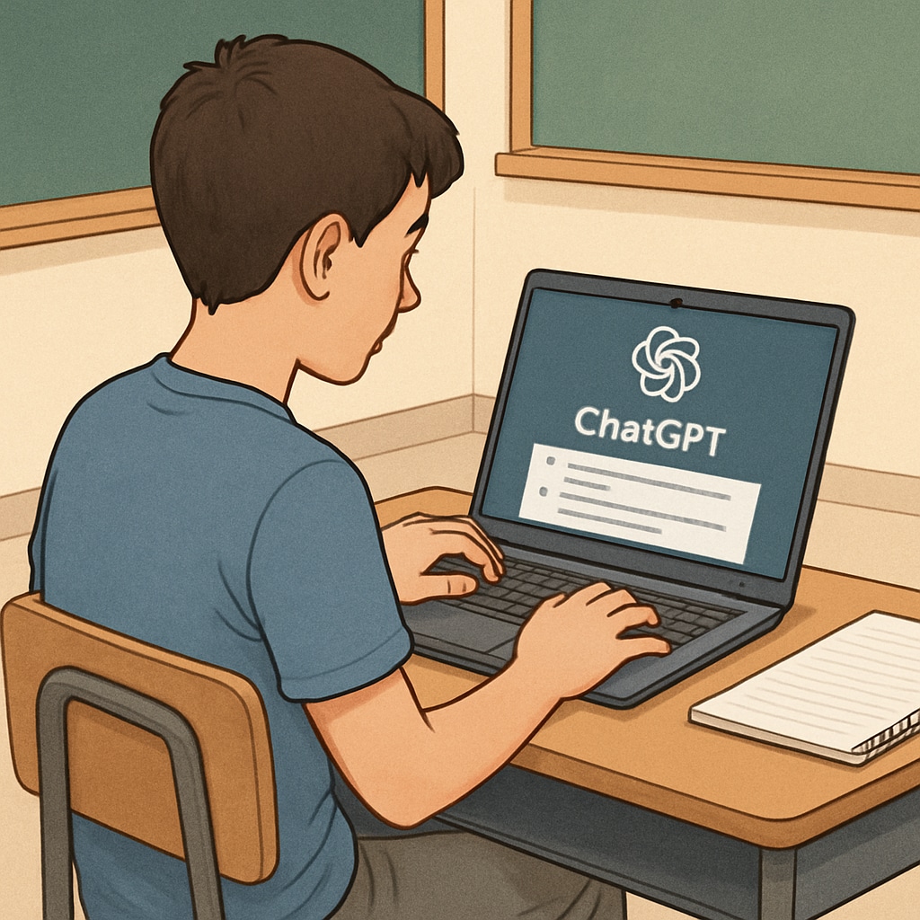 ChatGPT interface on a laptop, representing AI learning tools in education.