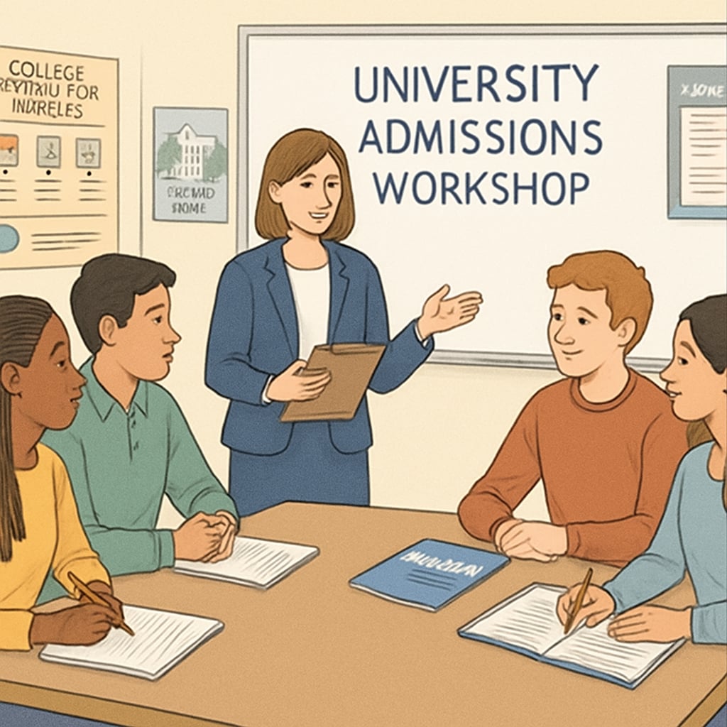 Students in a guidance workshop for university applications.
