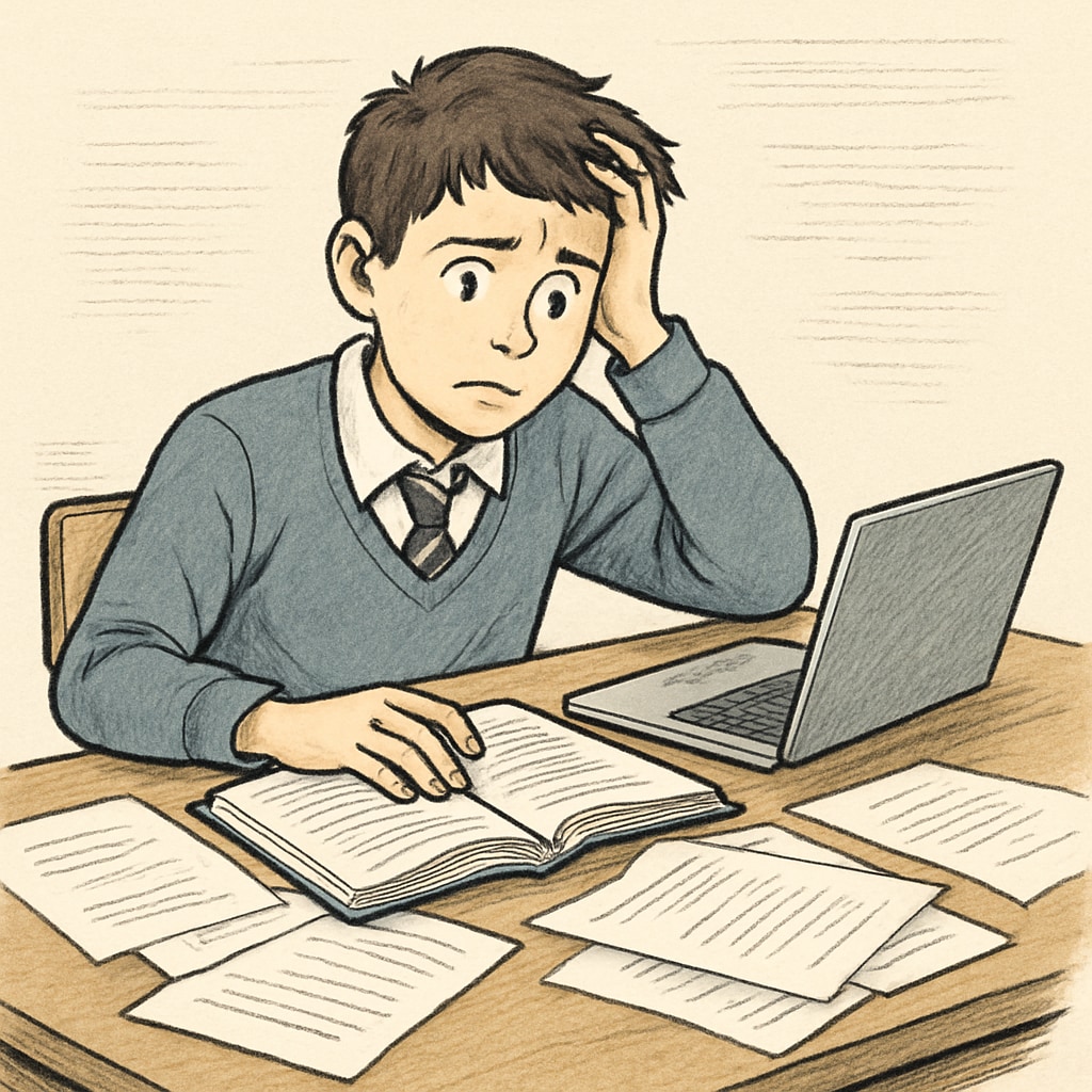 High school student overwhelmed during university application planning.