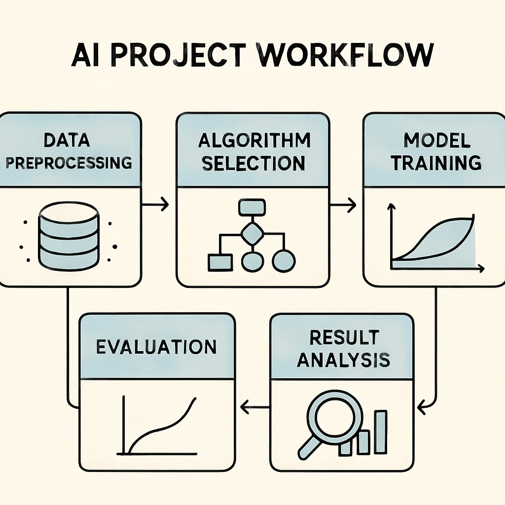 AI project workflow diagram for resource-efficient education.