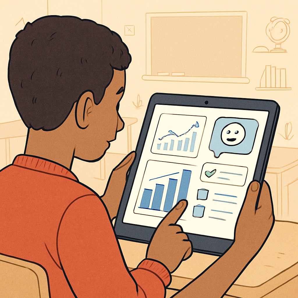 A student receiving personalized feedback using technology in education assessment.