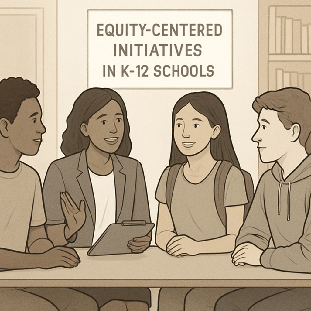 A diverse group of students interacting with a college counselor, emphasizing equity-focused initiatives in K12 schools. Equity-focused counseling for UC San Diego enrollment growth