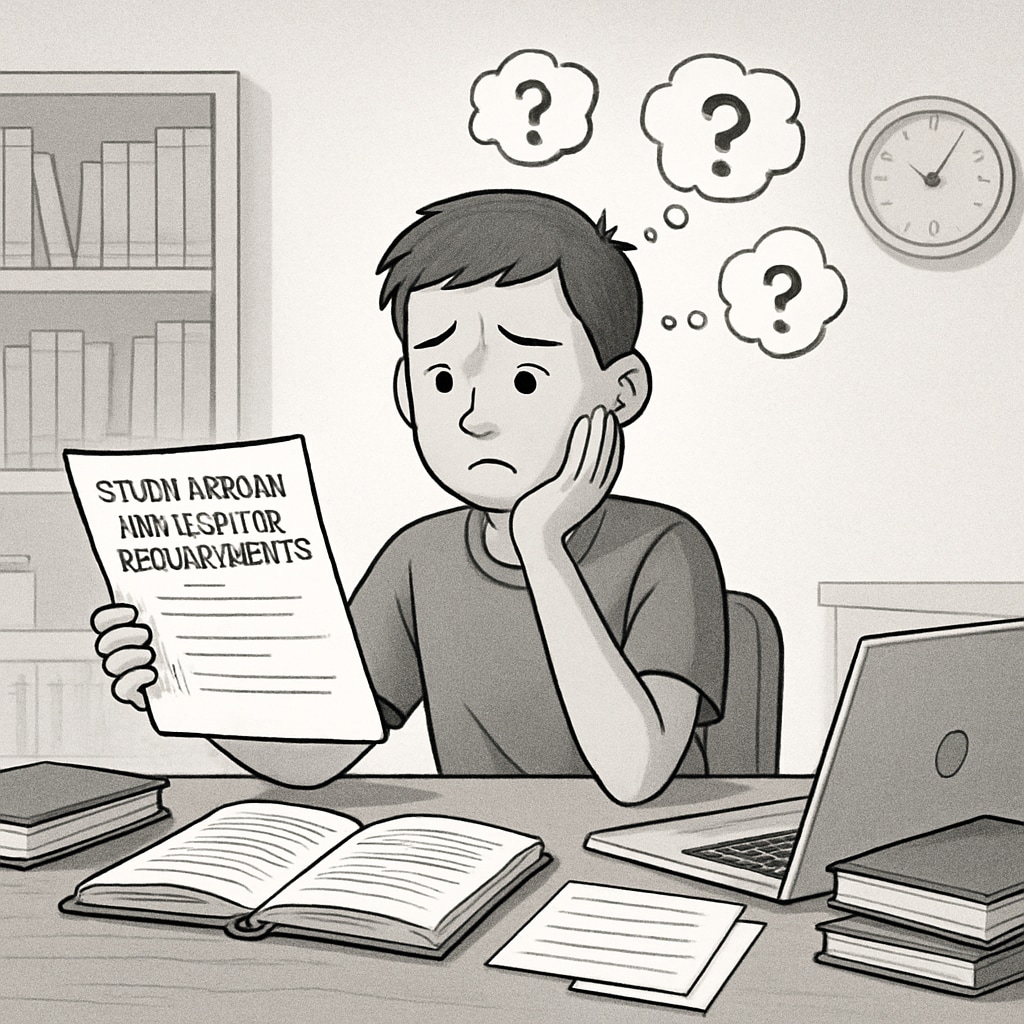Student reviewing application requirements related to education system differences