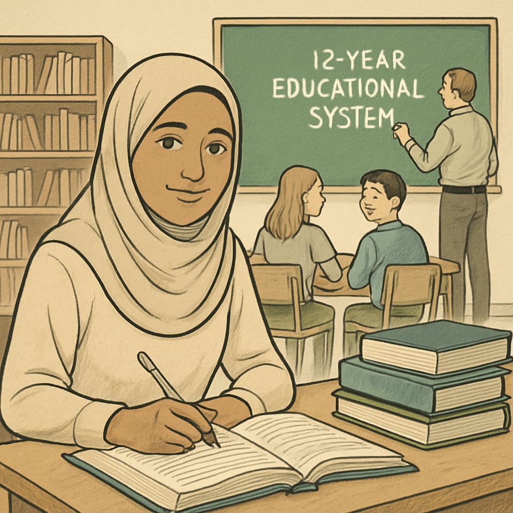 Student attending bridging program class to prepare for higher education abroad