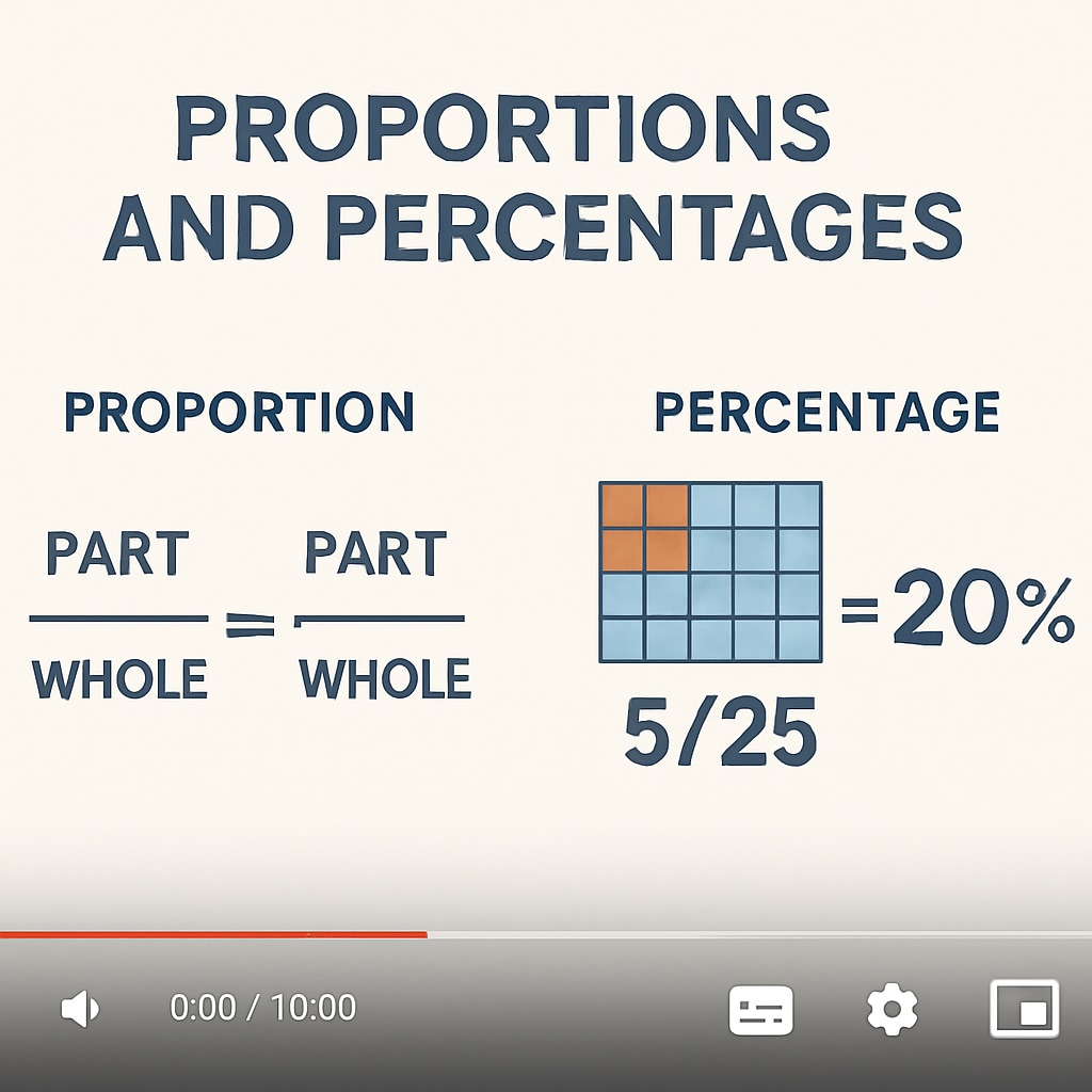 YouTube video teaching proportions and percentages for math application