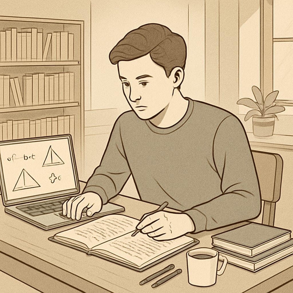 Student preparing for campus recruitment math test with online resources.
