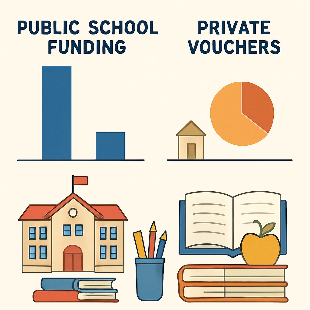 Public school funding versus private school voucher allocation.