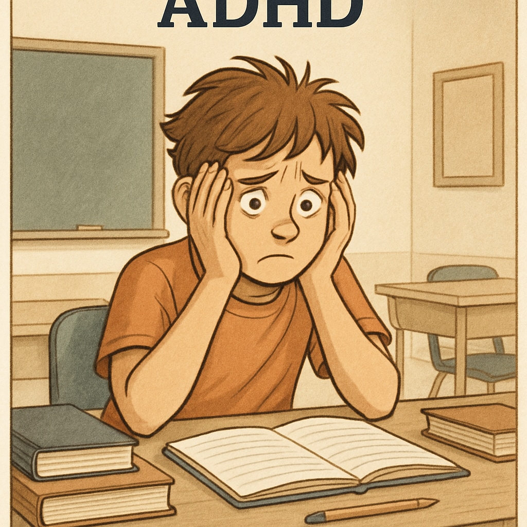 Student with ADHD struggling during class, highlighting mental health and education challenges.