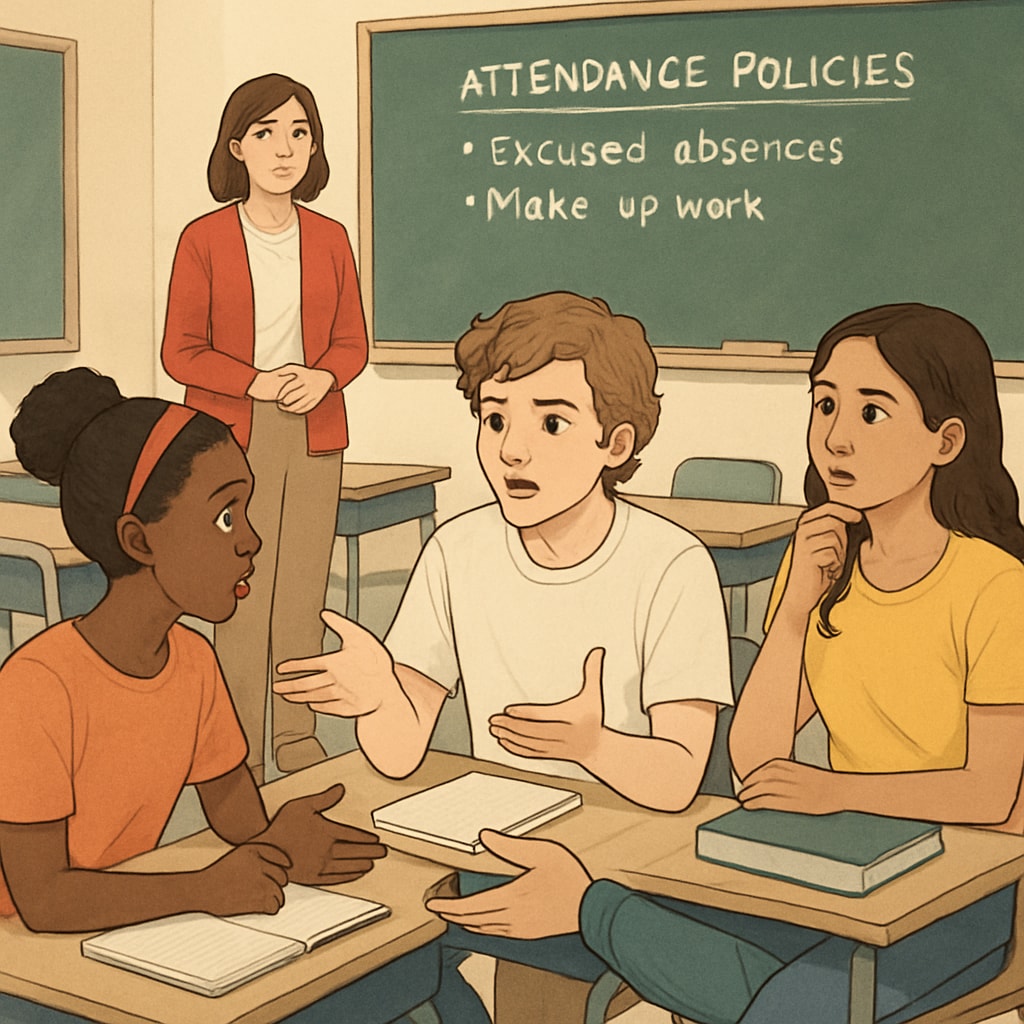 Classroom discussion on attendance policies and diverse perspectives.