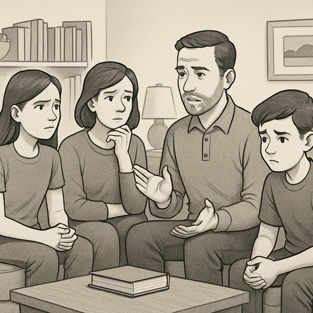 Family discussing school attendance rules and value conflicts.