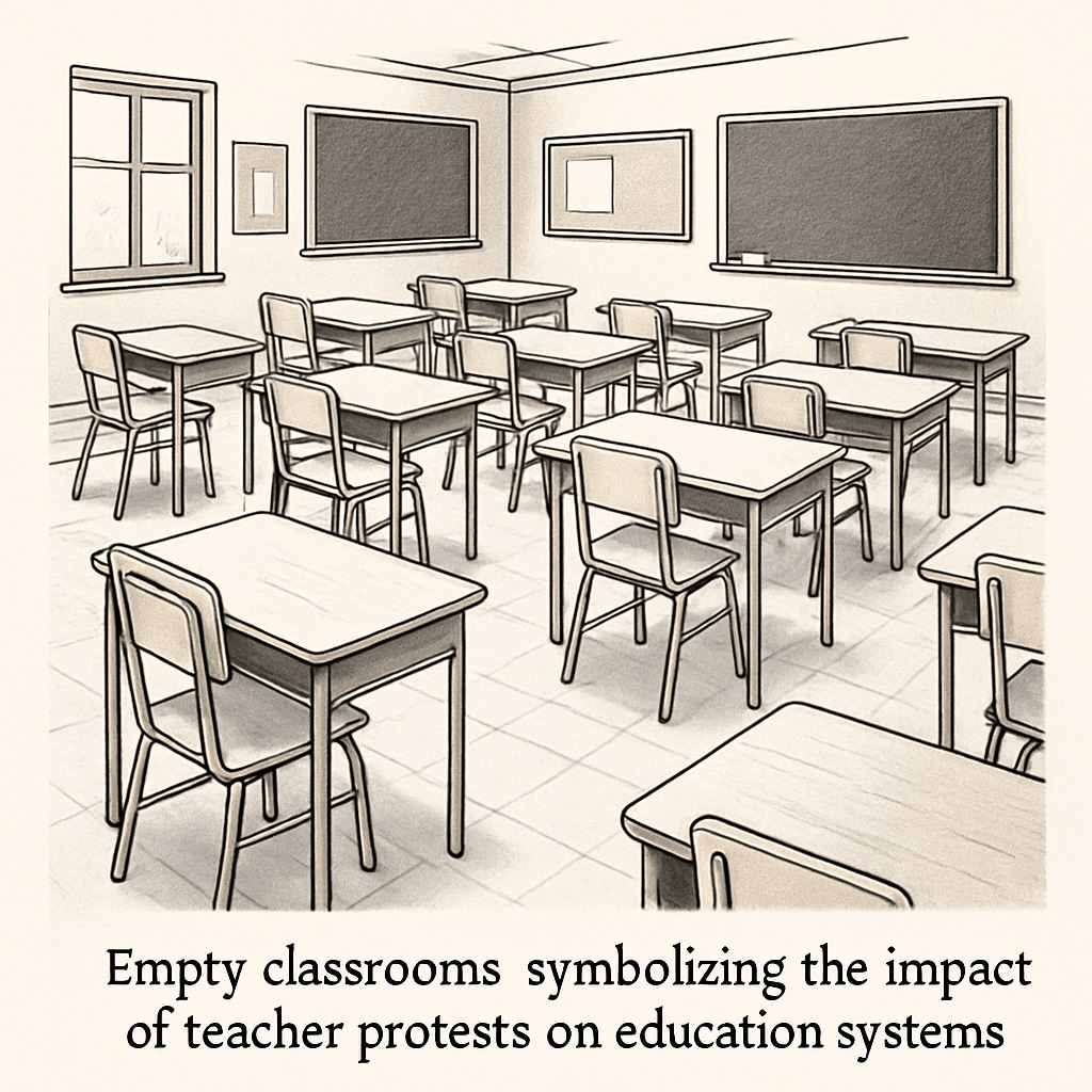 Empty classrooms highlighting the effect of 