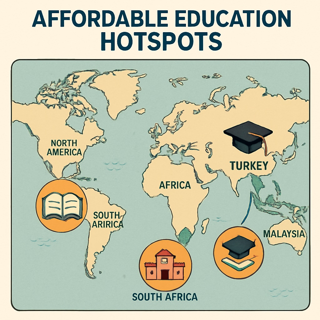 Map showing affordable education destinations for AS-level students