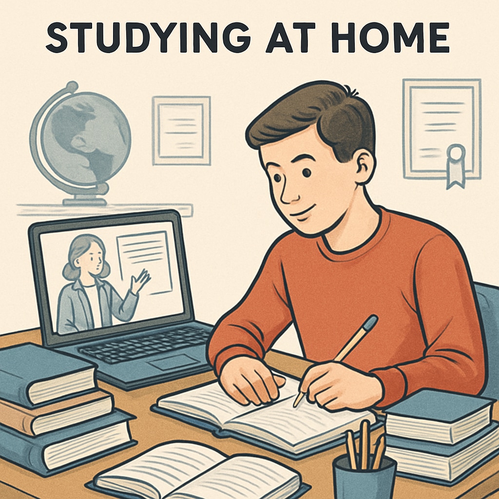 A student participating in an online course, showcasing the flexibility of the Khan World School program.